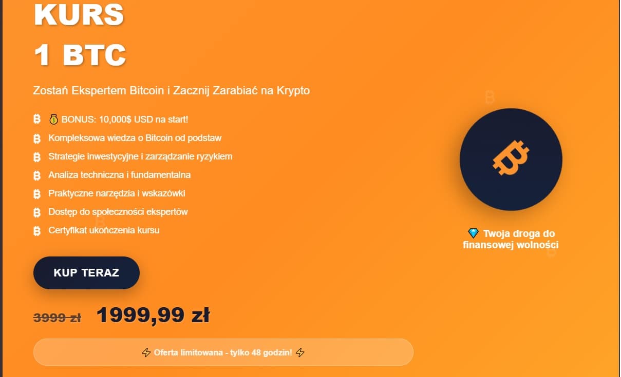 Gwarancja zarobienia 1 Bitcoin w 7 miesiecy lub zwrot gotówki za Kurs